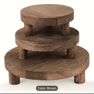 3pcs Rustic Wooden Display Set - Versatile Cake Stand & Pedest